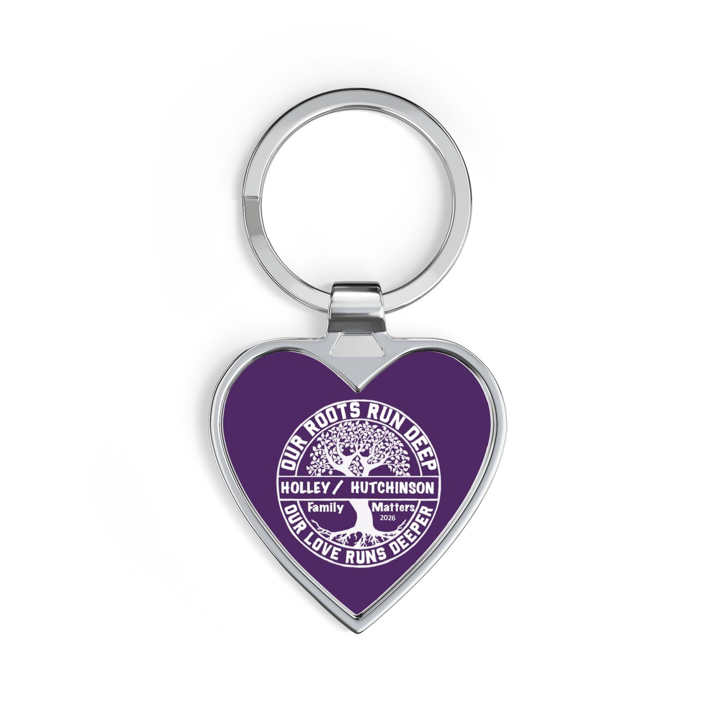 Personalized Heart Keychain – Family Roots Design (Holley / Hutchinson)