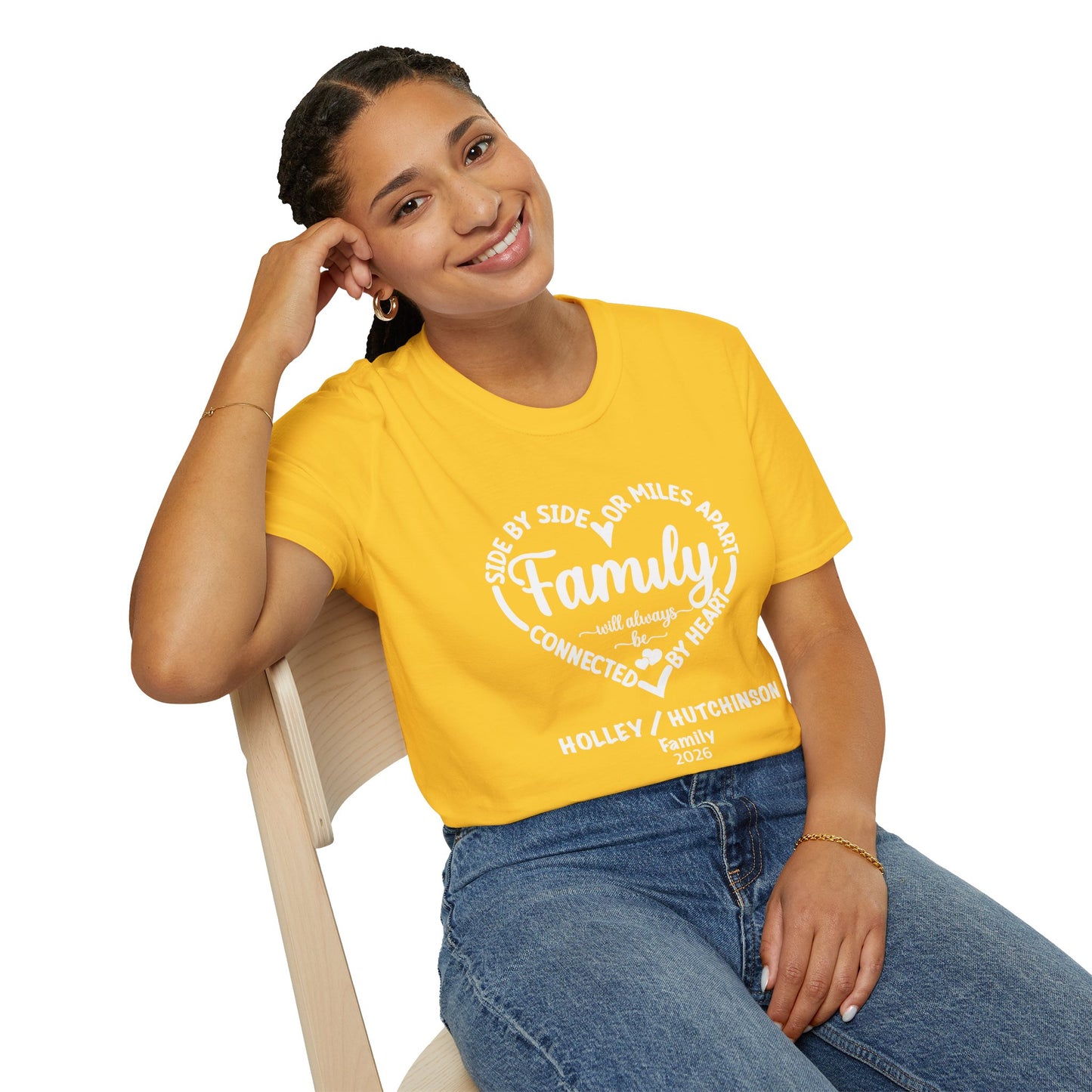 T-Shirt — "Family: Side by Side or Miles Apart, Connected by Heart" Reunion Tee