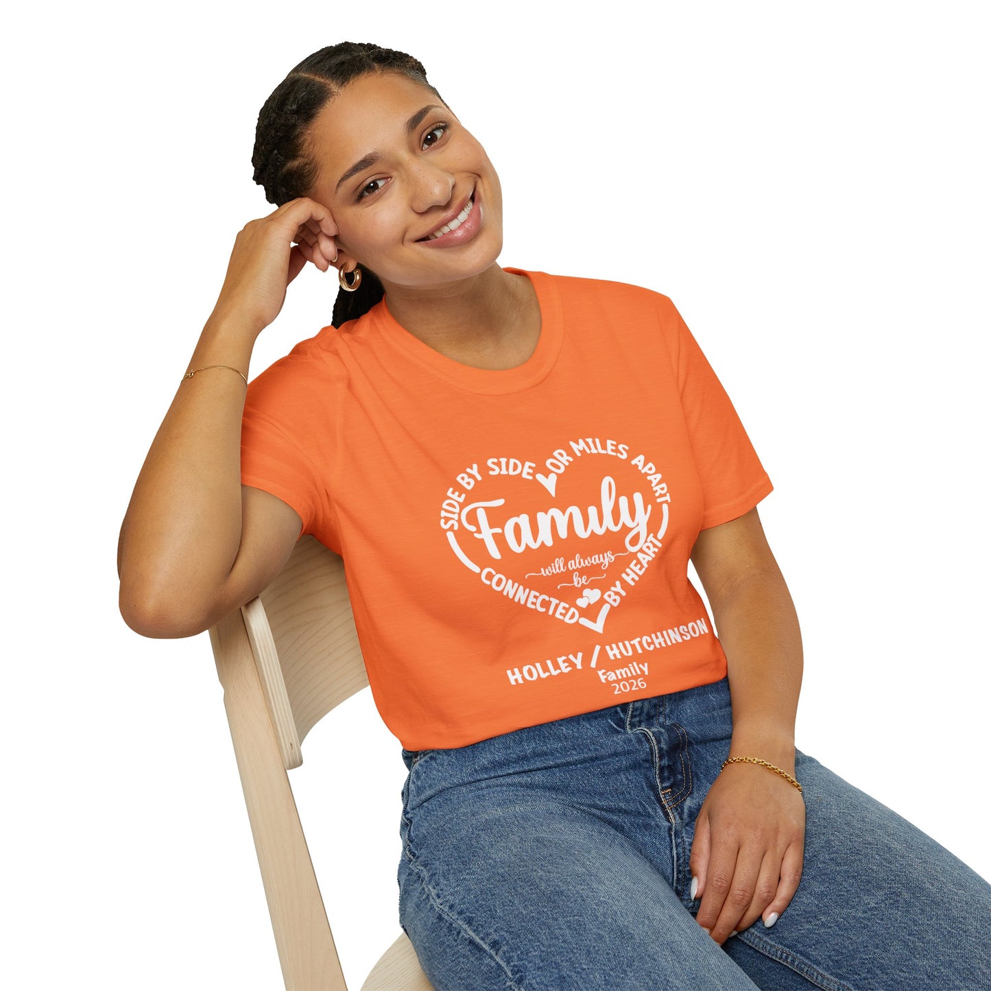 T-Shirt — "Family: Side by Side or Miles Apart, Connected by Heart" Reunion Tee